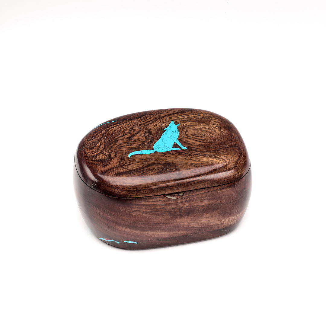 Ironwood Box with Turquoise Coyote