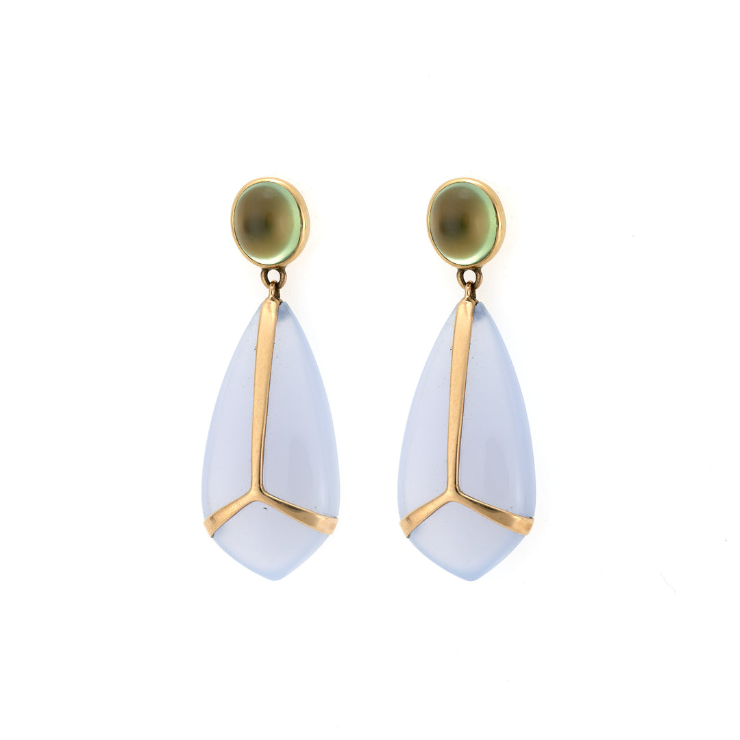 Lucky Scarab Prehnite & Chalcedony Earrings