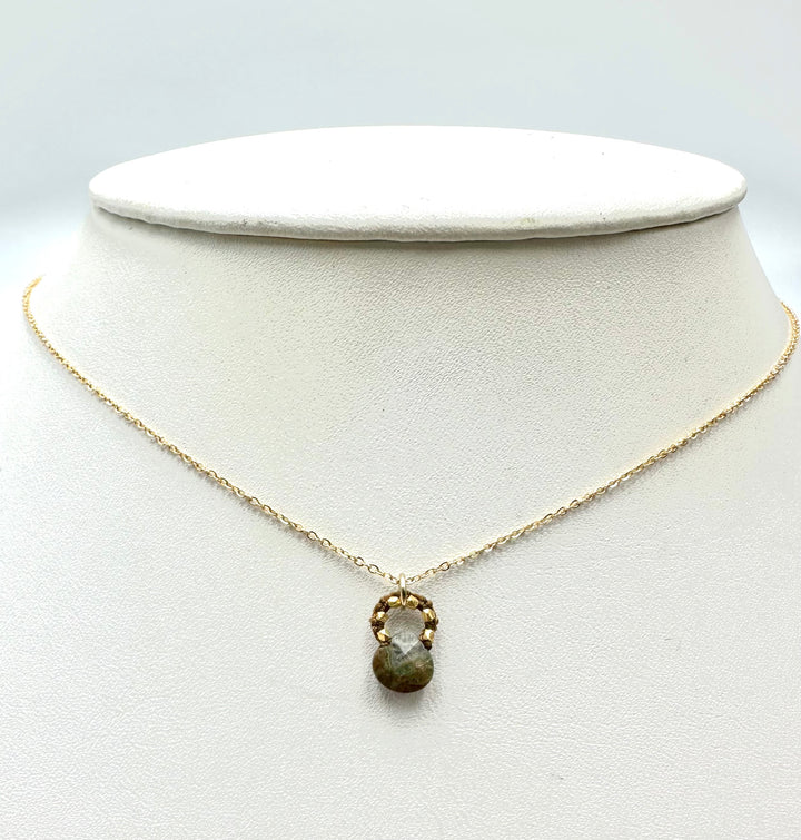 Agate Drop with Tan Cord Necklace
