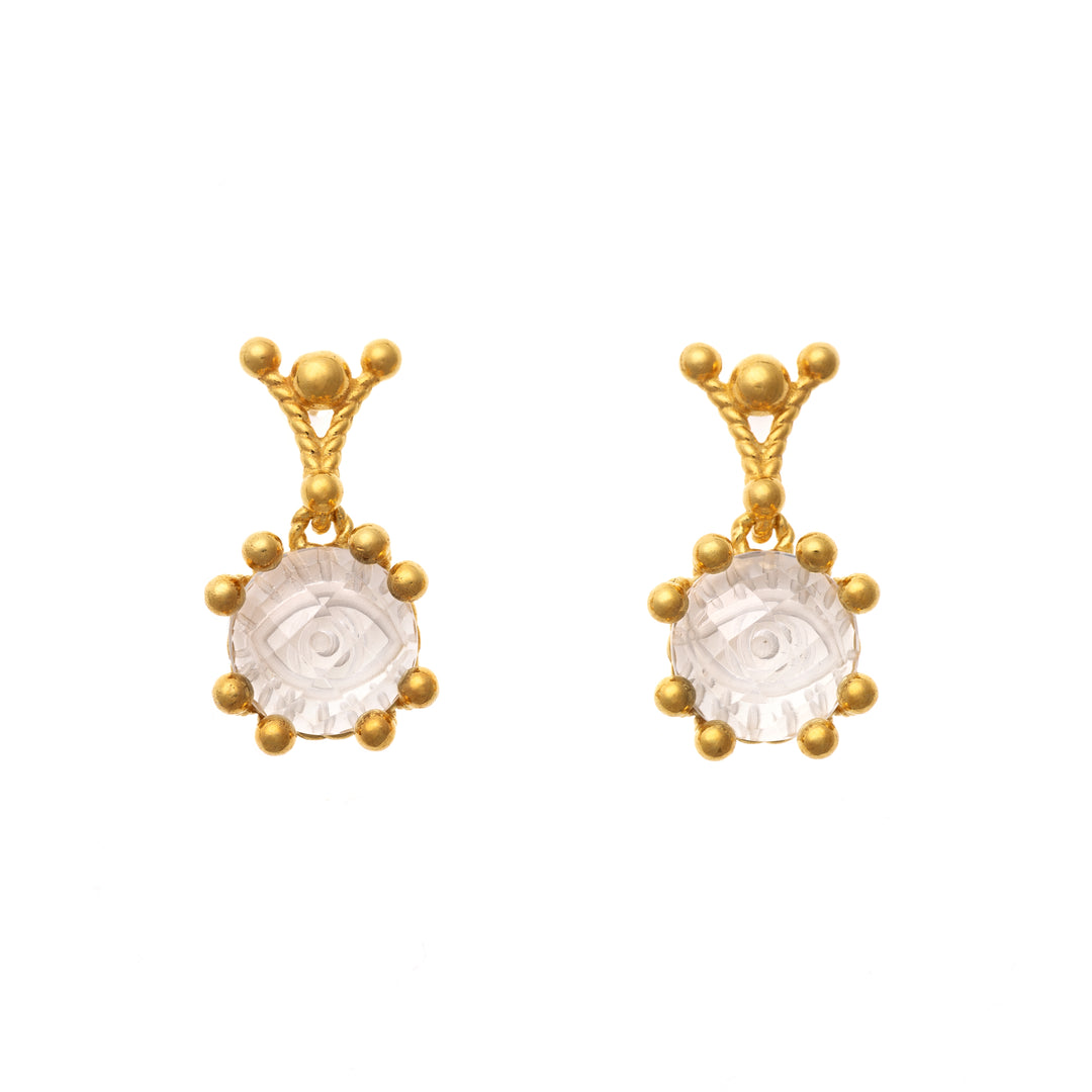 Quartz Crystal Eye Motif Earrings