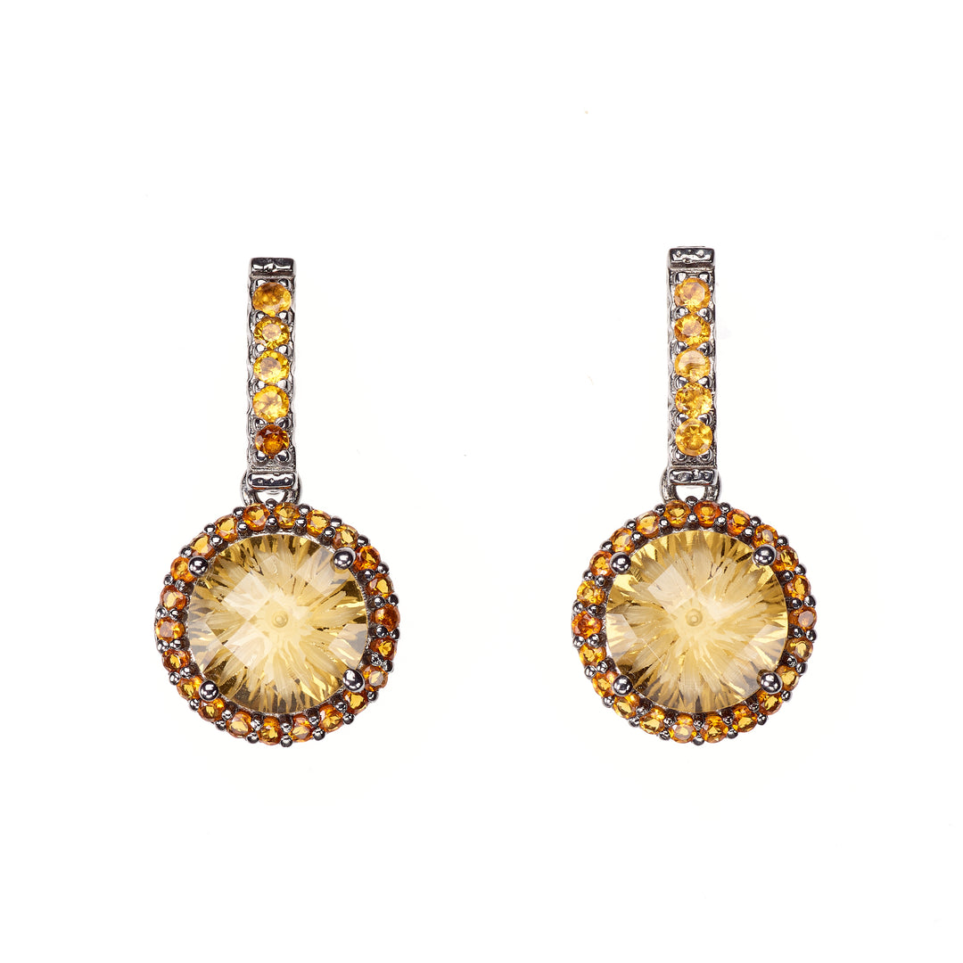 Citrin & Orange Quartz "Star-Flower" Earrings