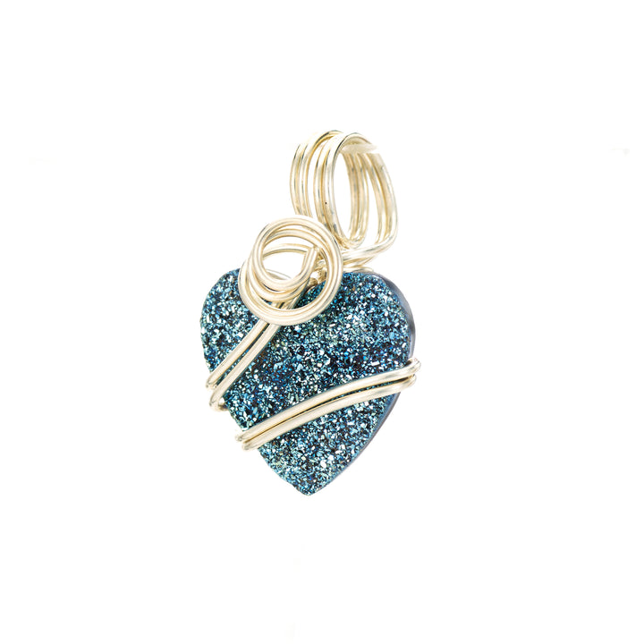 Drusy Quartz Heart Pendant