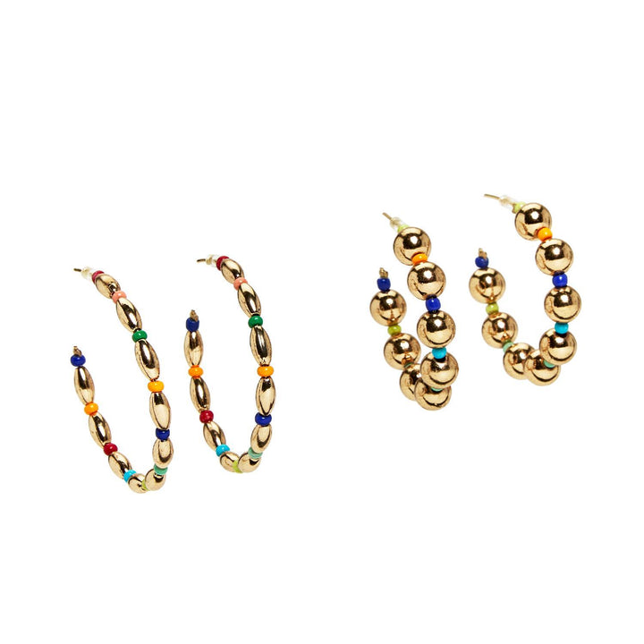 Color Wheel Bright Bead Hoop Earrings