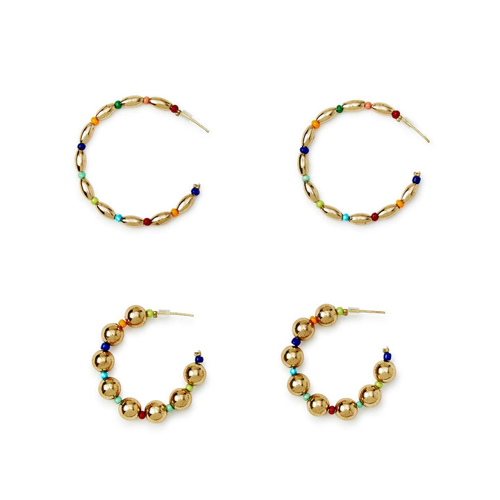 Color Wheel Bright Bead Hoop Earrings
