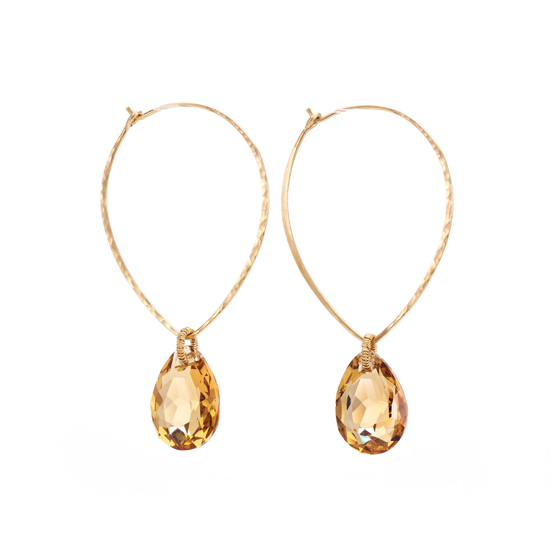 Light Orange Swarovski Crystal Hoop Earrings