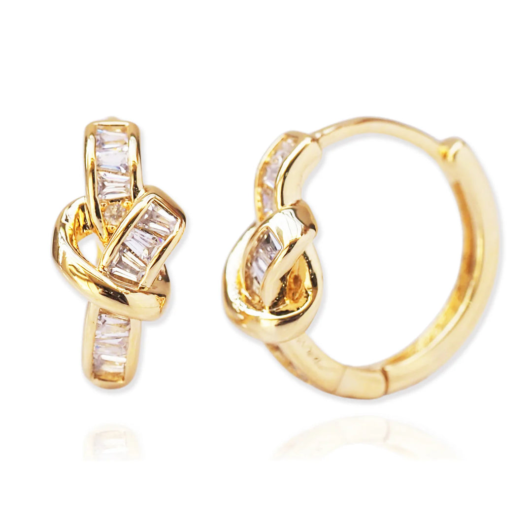 Love Knot Baguette Art Deco Huggie