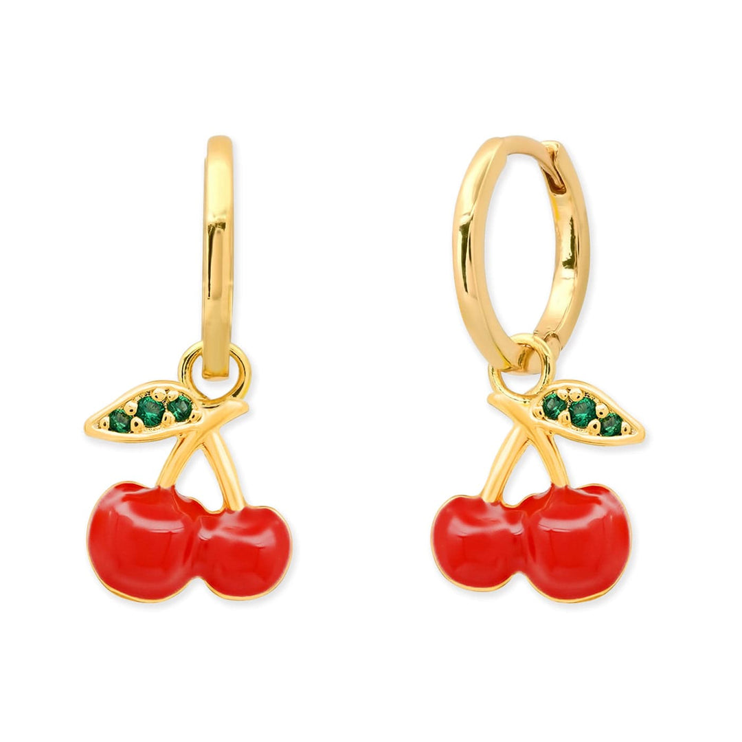 Red Enamel Cherry Drop Huggie