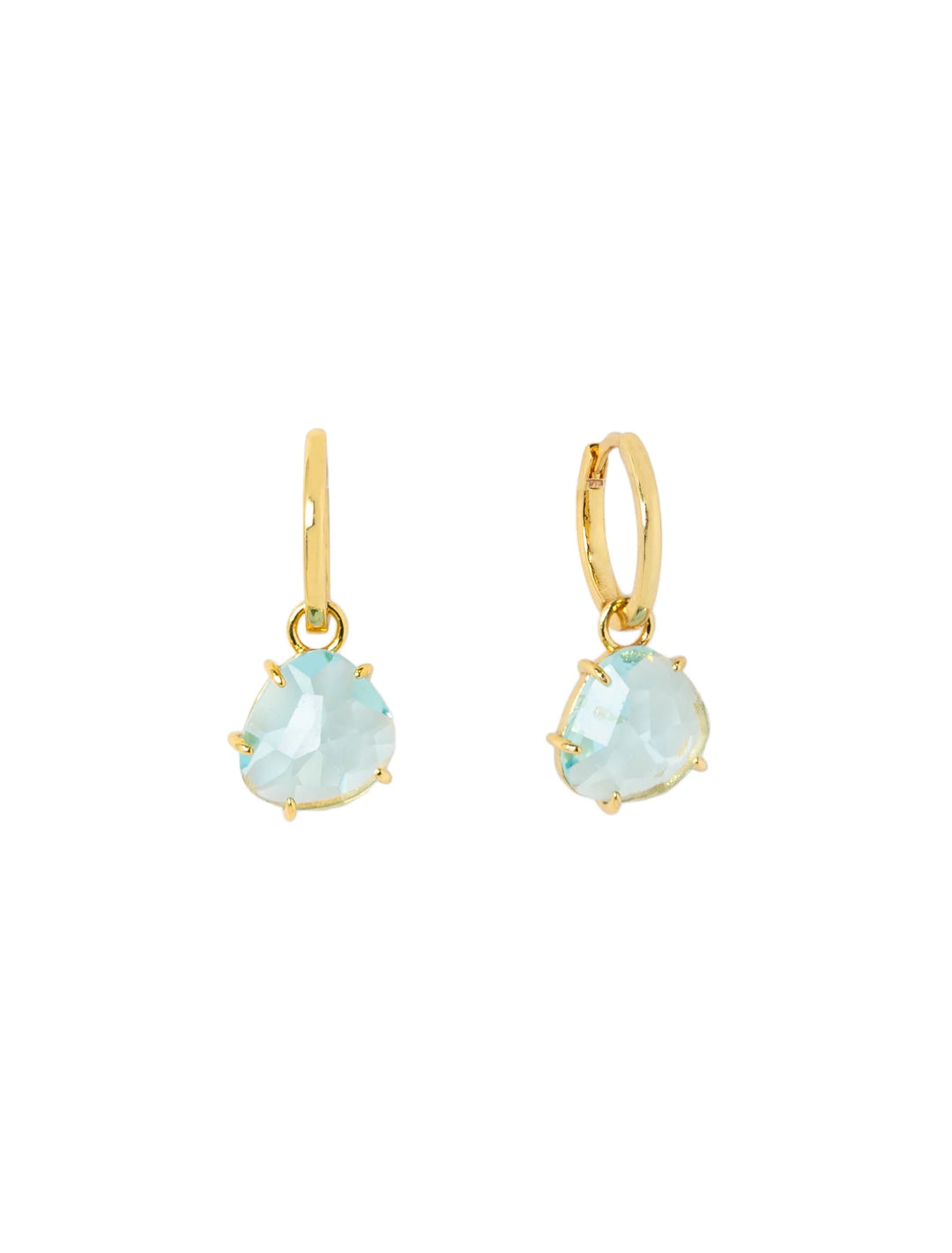 Gold Huggie with Faceted Aqua Stone