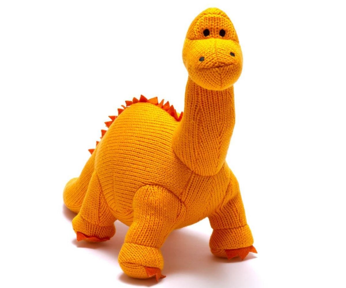 Orange Knitted Diplodocus Orange Plush Toy – Houston Museum of