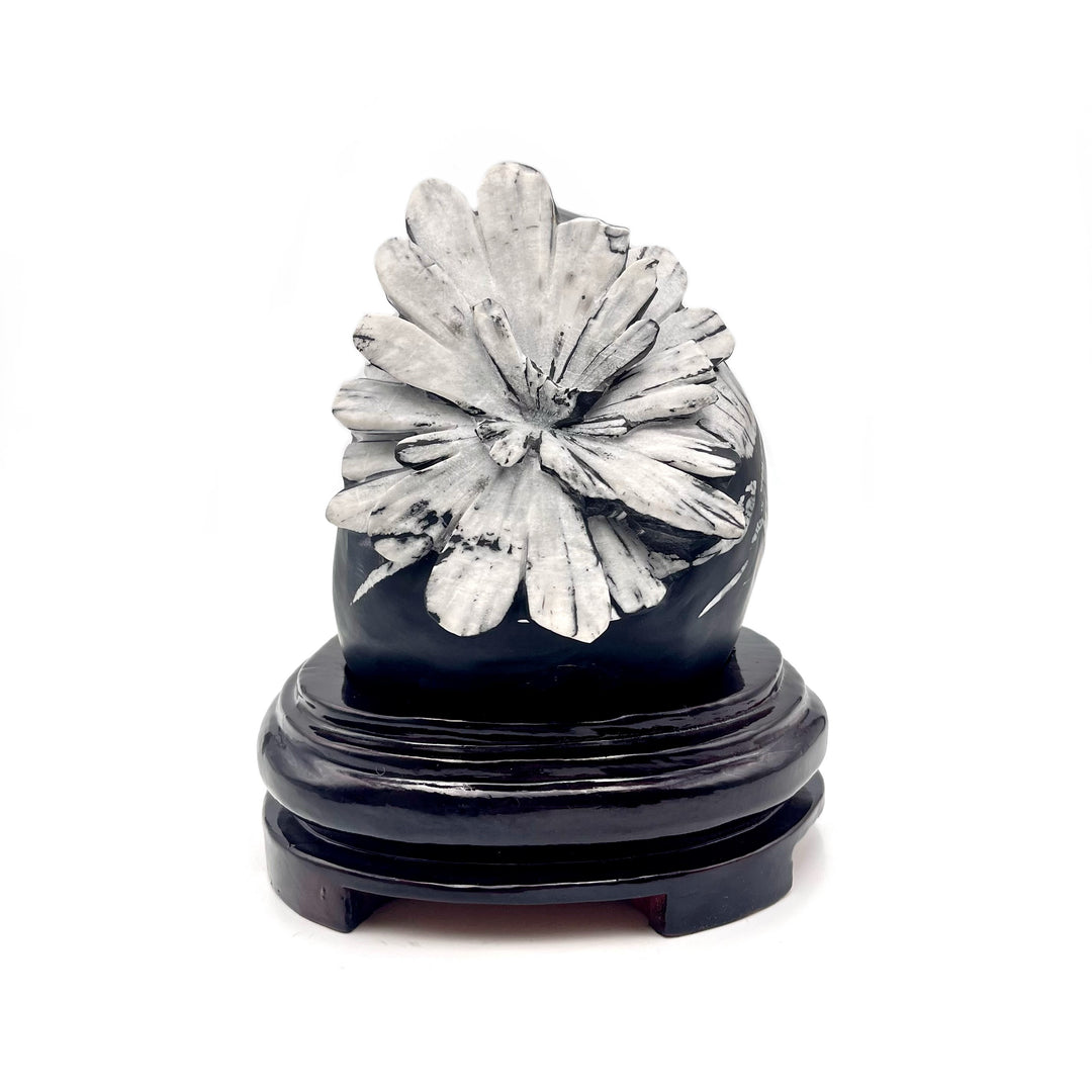 Chrysanthemum Stone on Wooden Stand