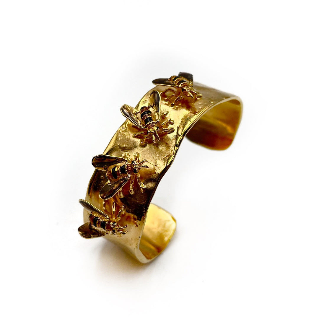 Gold Bangle with 4 Bees