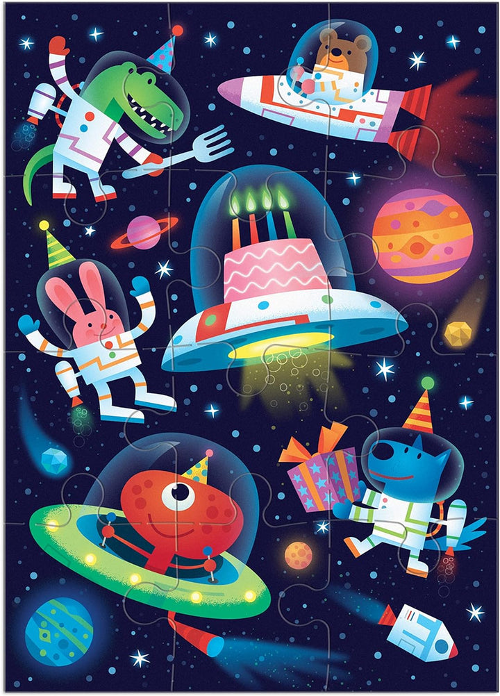 Cosmic Party Greeting Card Puzzle