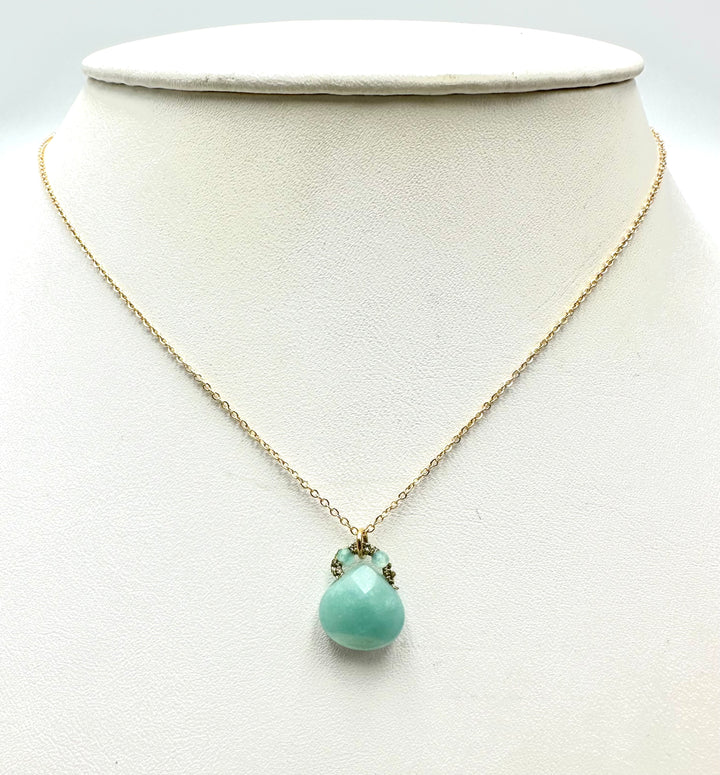 Amazonite with Gold Cord Necklace