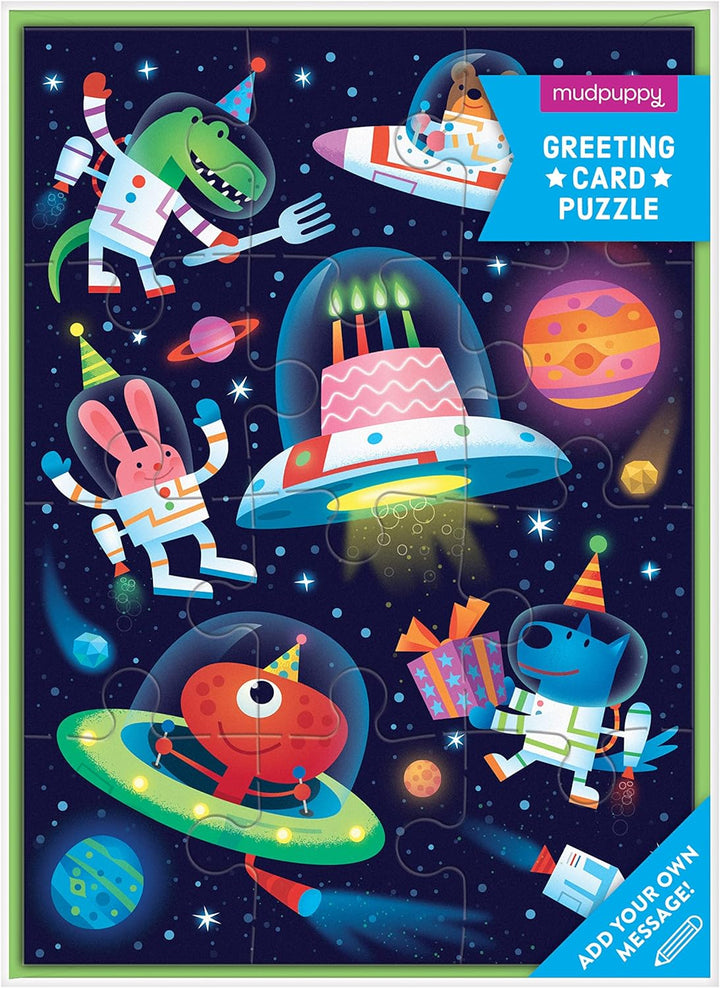 Cosmic Party Greeting Card Puzzle