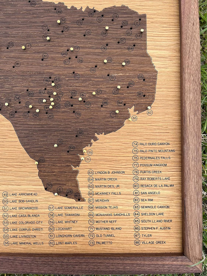 Texas State Park Push Pin Map