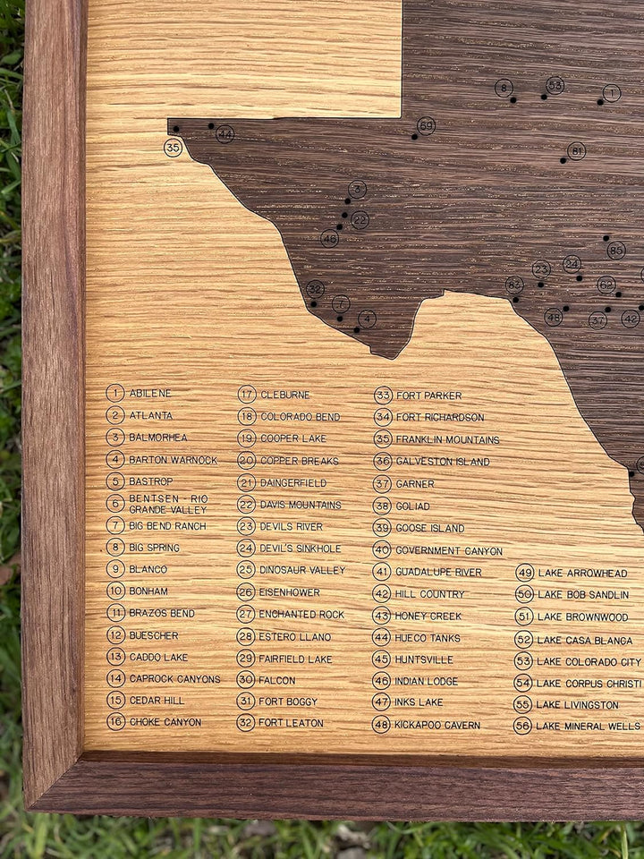 Texas State Park Push Pin Map