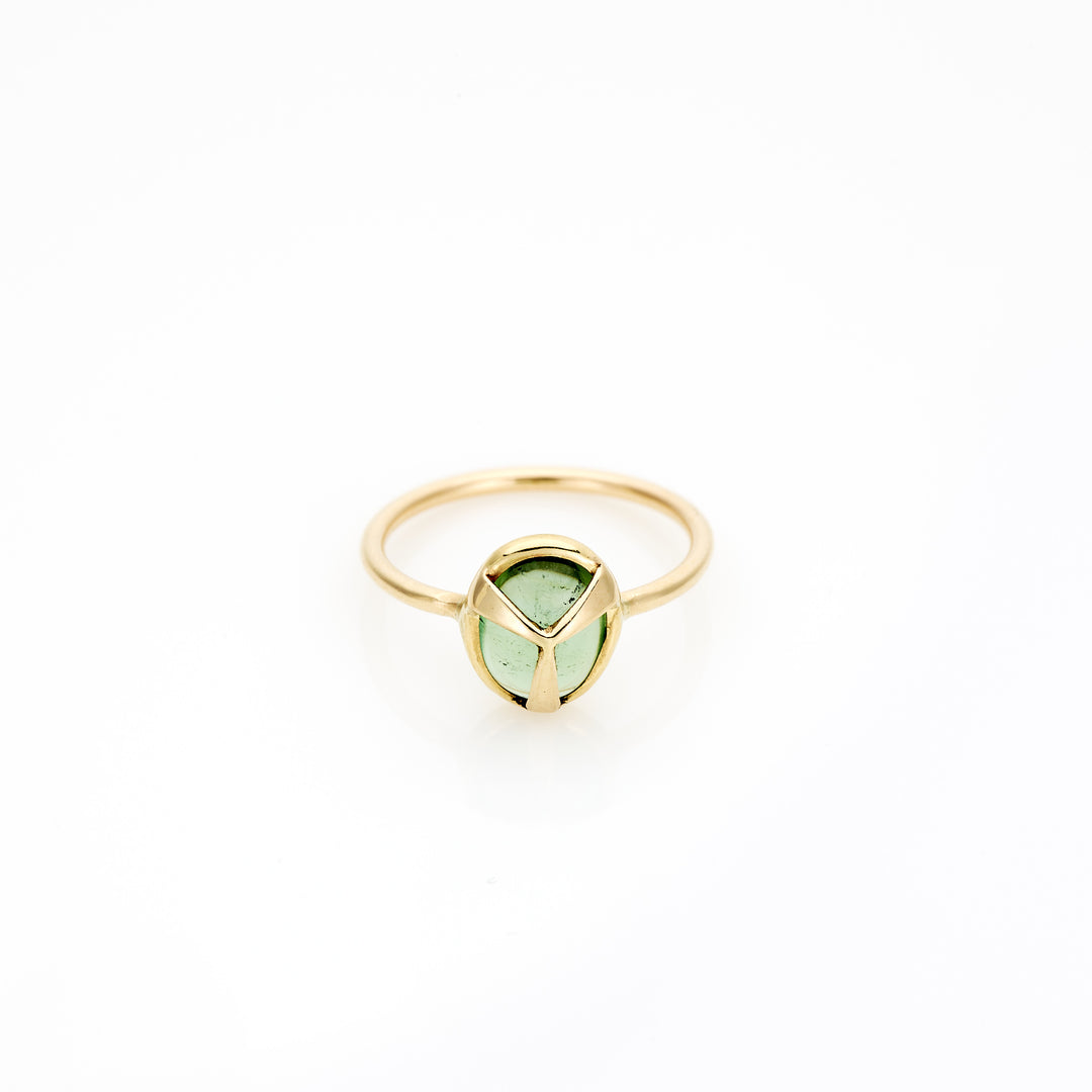 Lucky Scarab Green Tourmaline Ring