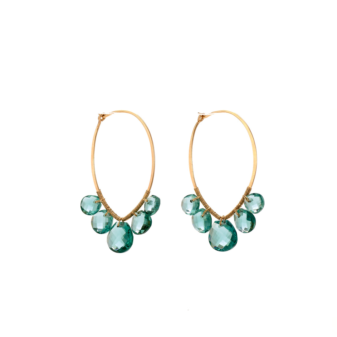 Teal Quartz Hoop Earrings