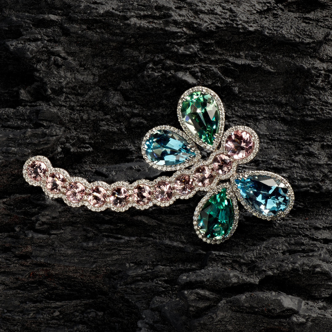 Aquamarine Dragonfly Brooch