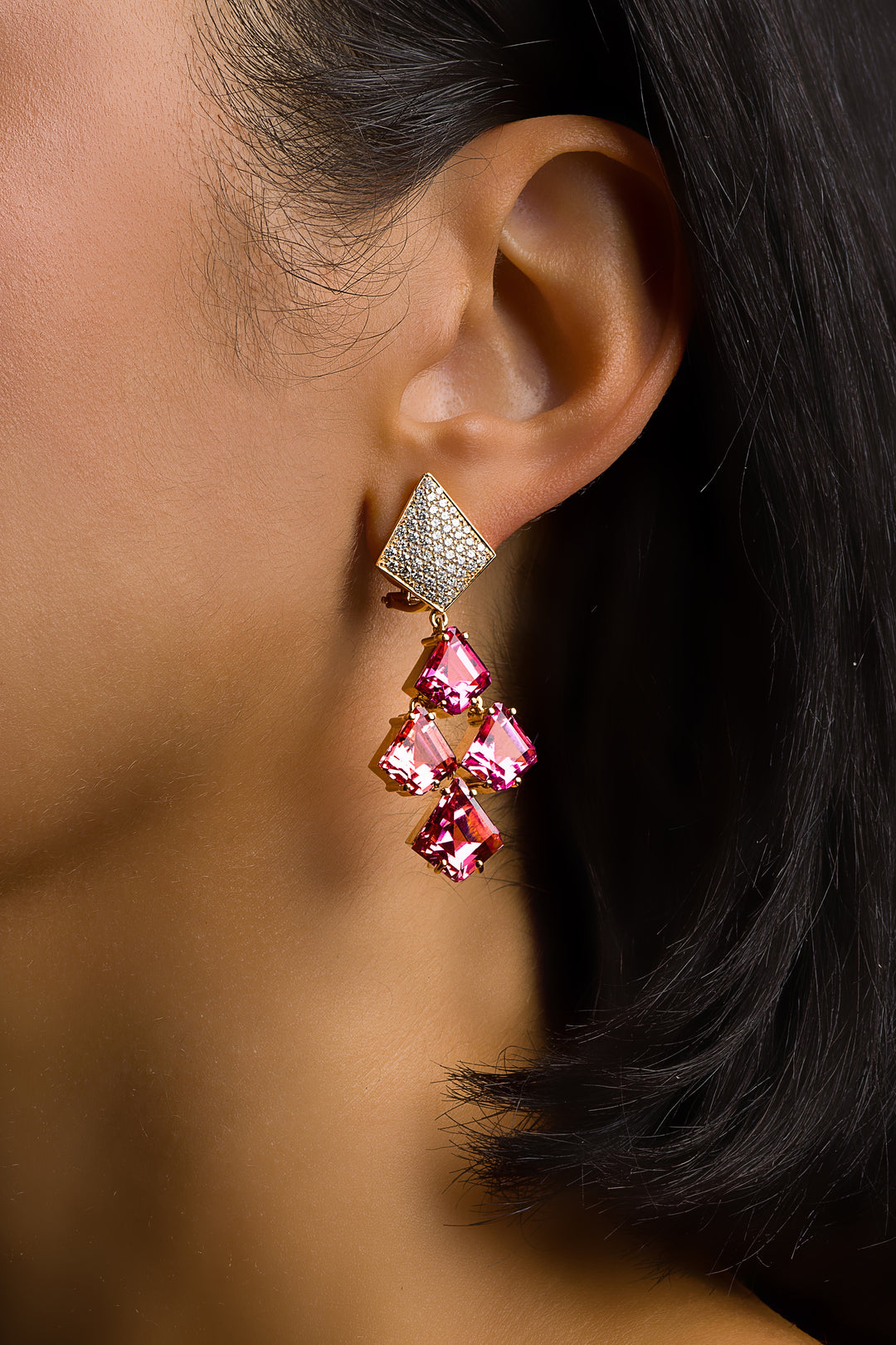 Pink Tourmaline & Diamond Earrings