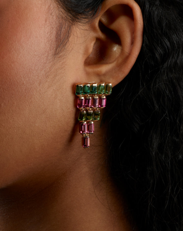 Pink & Green Tourmaline Earrings