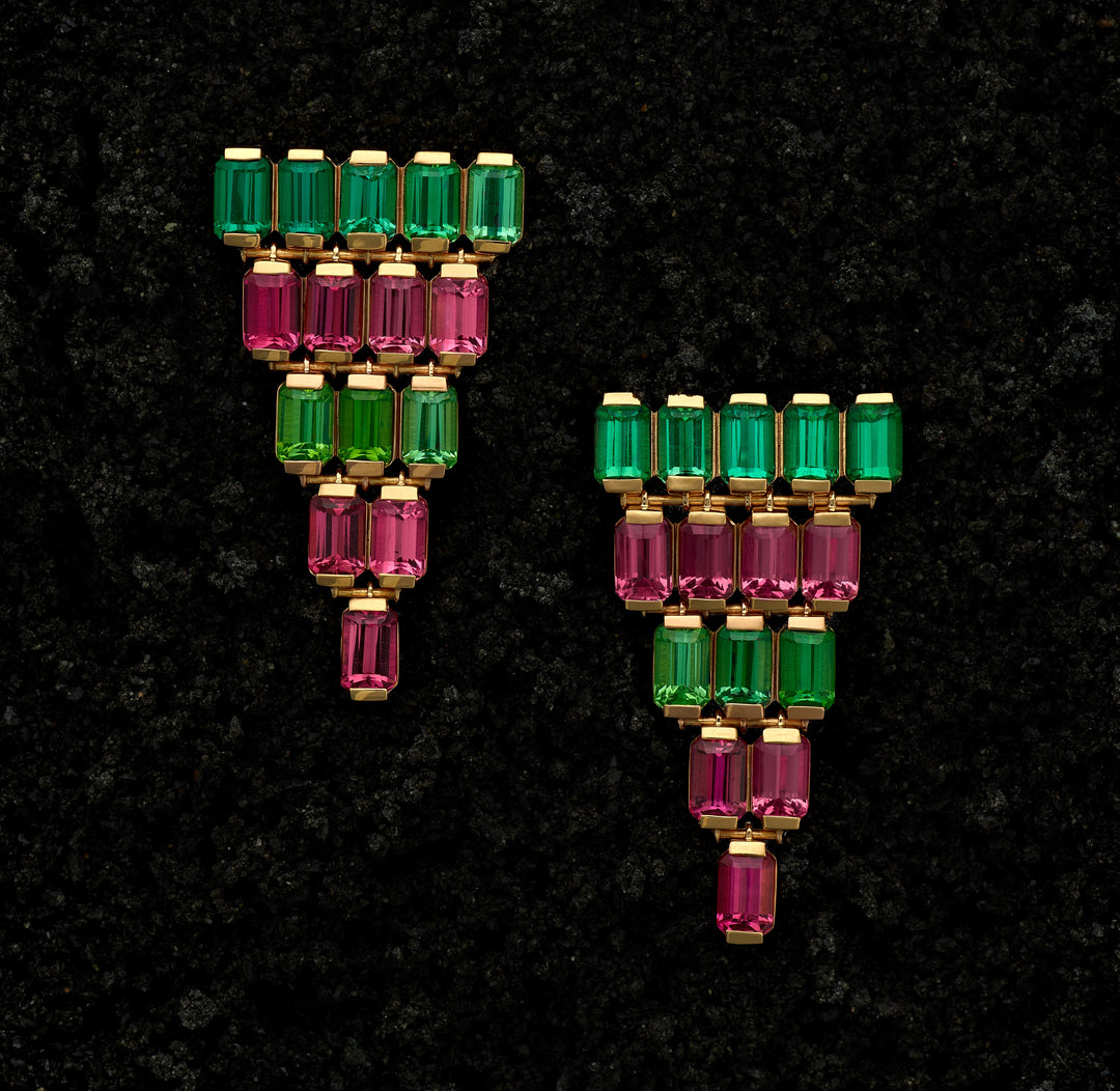 Pink & Green Tourmaline Earrings