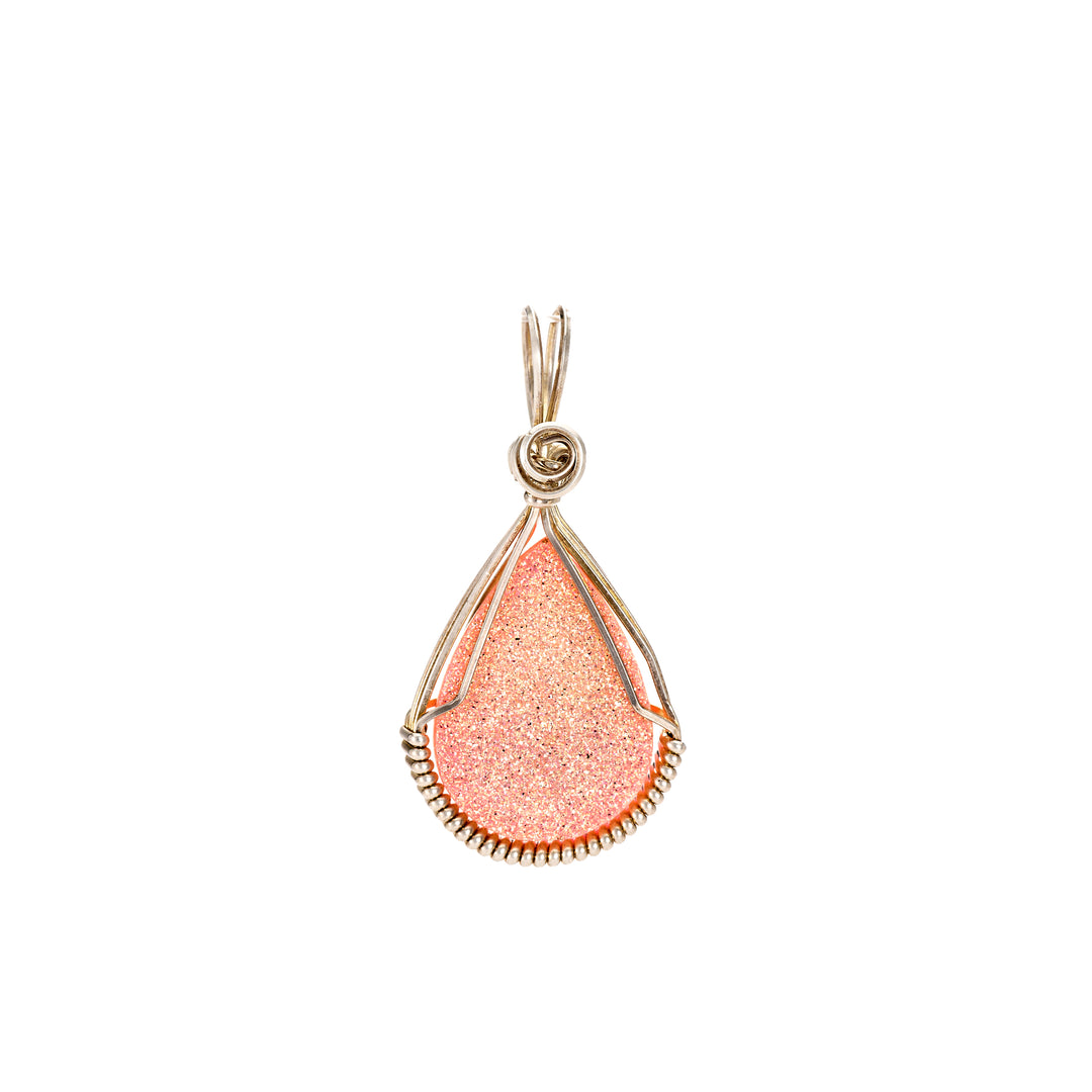 Pink Frost Drusy Teardrop Pendant