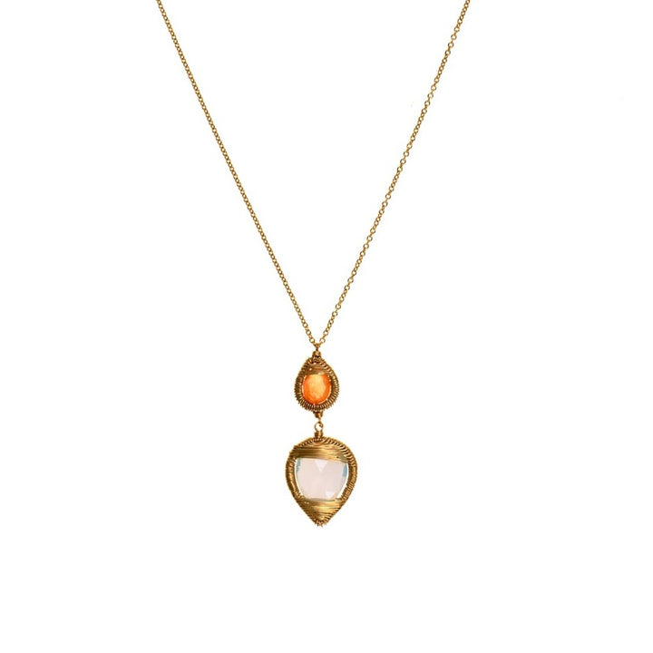 Spessartite Garnet & Opal Quartz Necklace