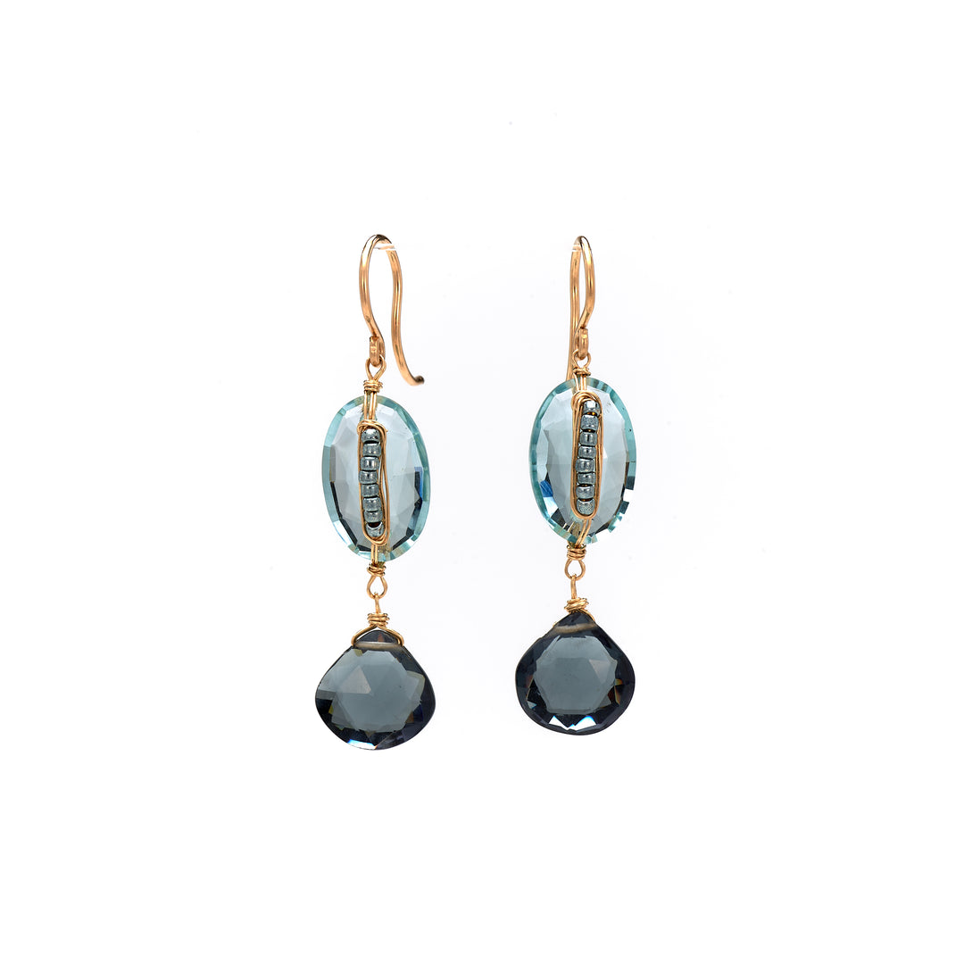 Aqua Quartz & London Blue Topaz Earrings