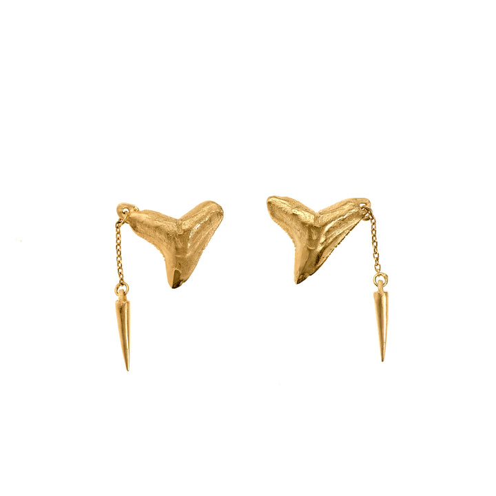 Shark Tooth Stud Earrings with Dangle
