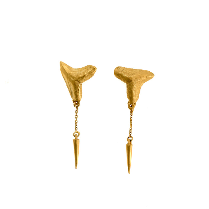 Shark Tooth Stud Earrings with Dangle