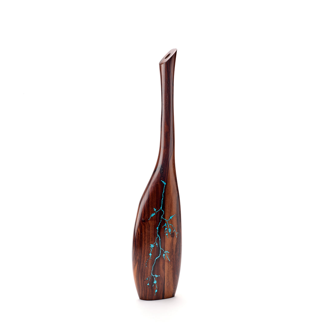 Ironwood Vase with Turquoise Vines