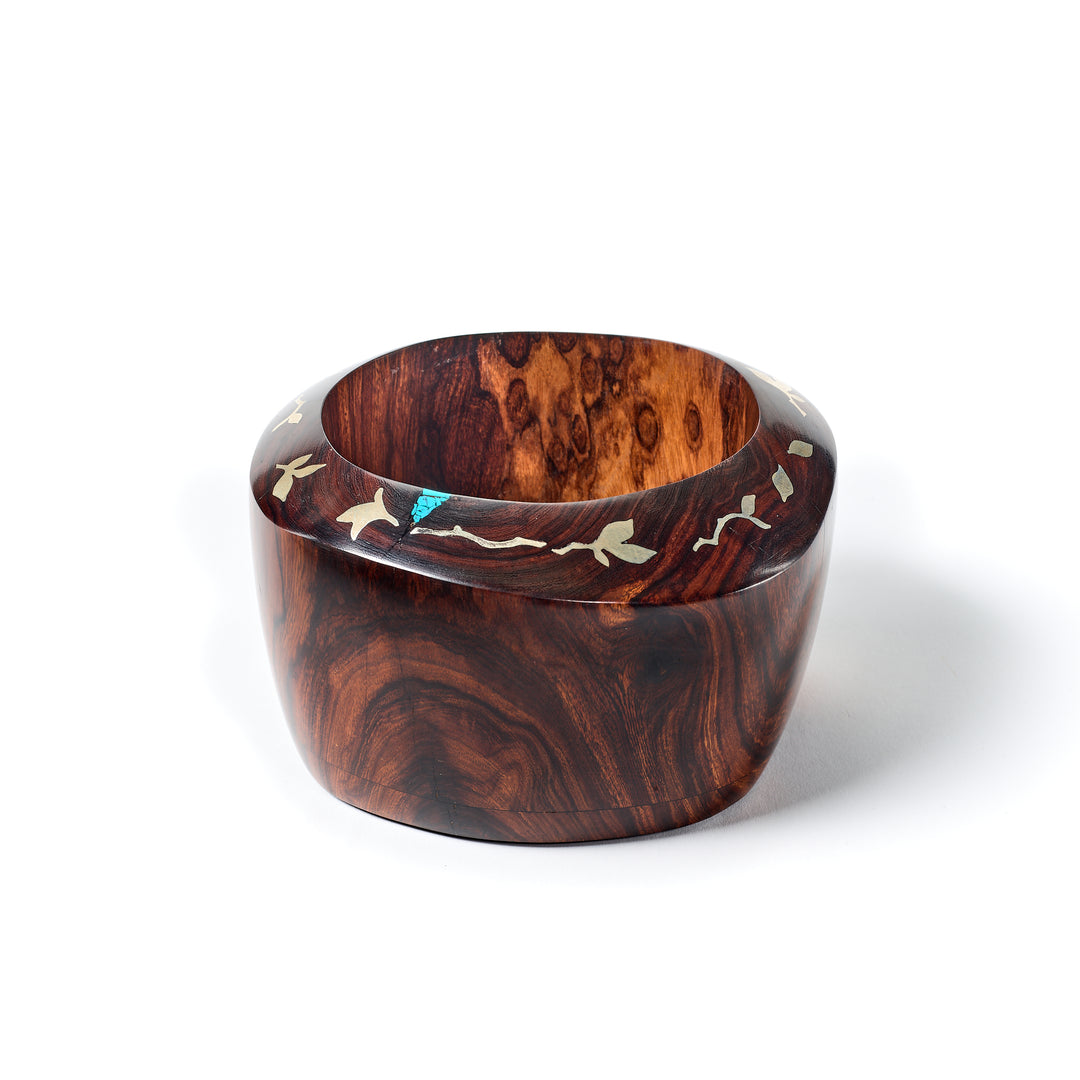 Ironwood Bowl with Silver and Turquoise