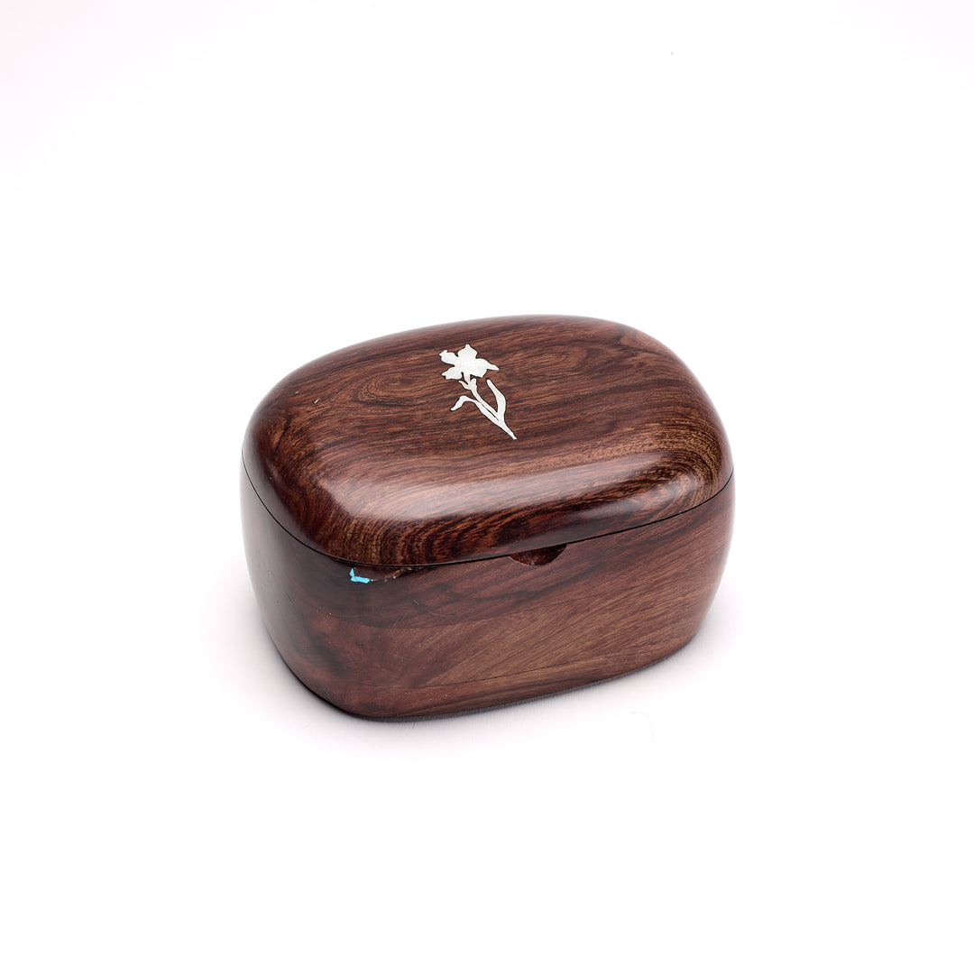 Ironwood Box with Silver Flower