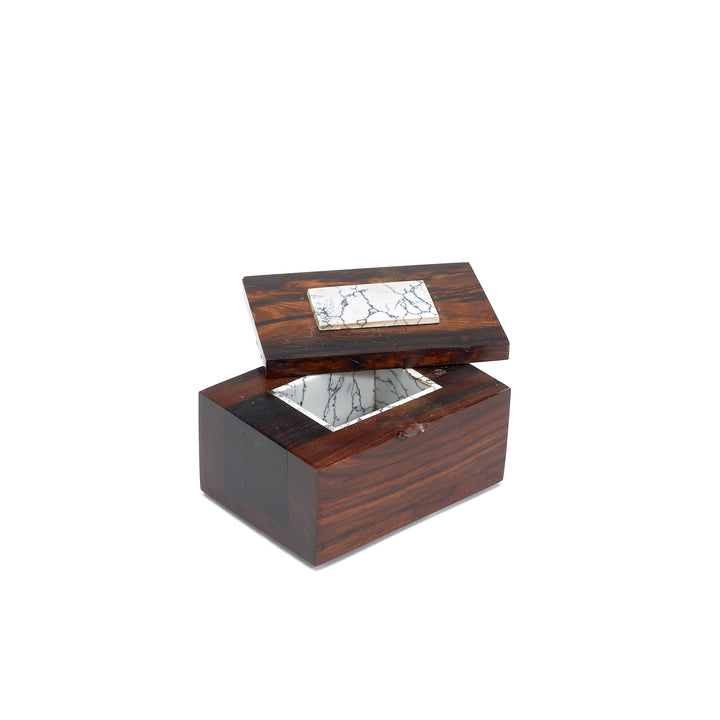 Ironwood Box with Silver Horse and Howlite Accents