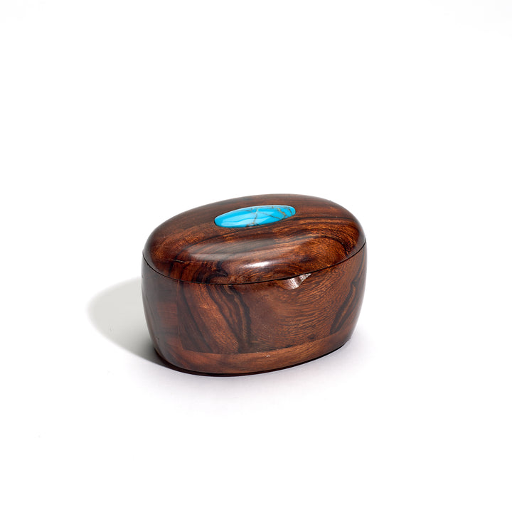 Ironwood Box with Turquoise Interior and Cabochon Lid