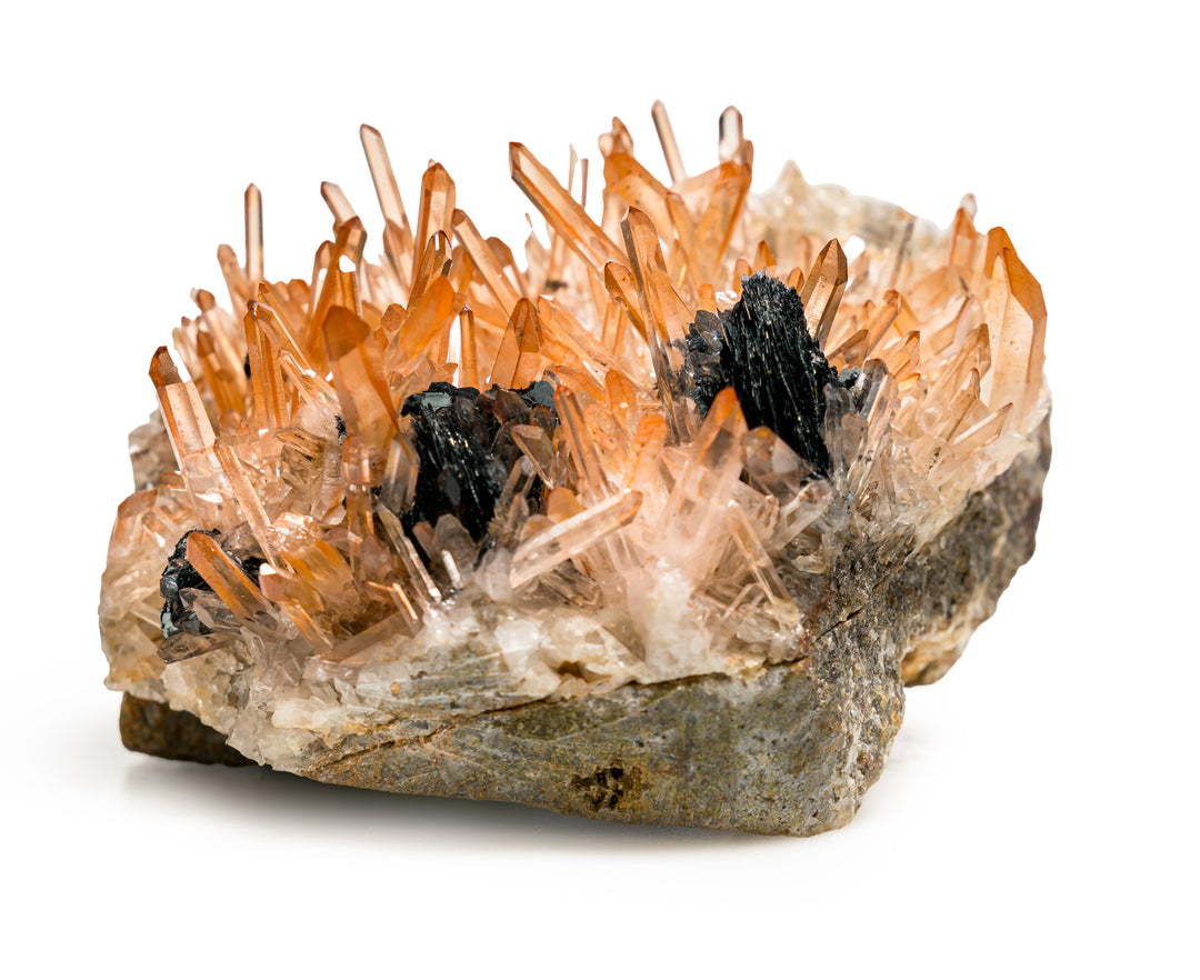 Orange Quartz with Hematite Roses