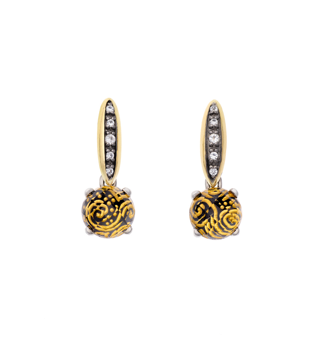 White Topaz & Quartz Spiral Motif Earrings