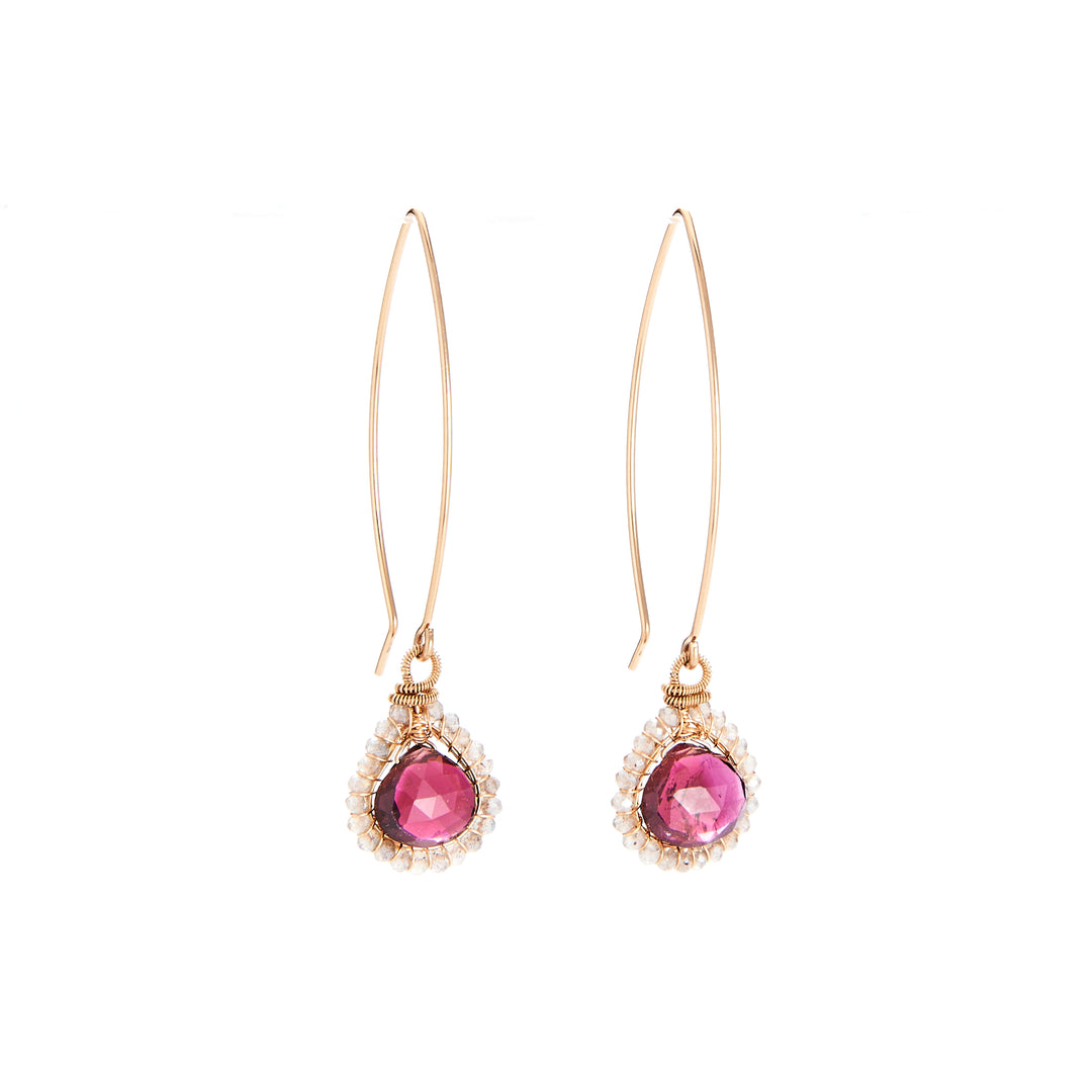 Rubillite & Labradorite Threader Earrings