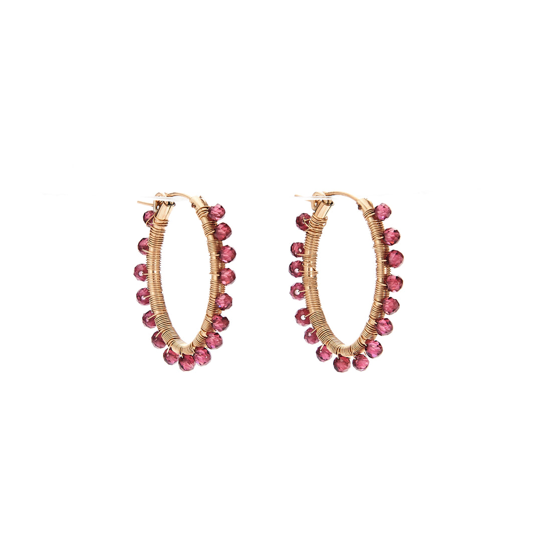 Garnet Oval Hoop Earrings