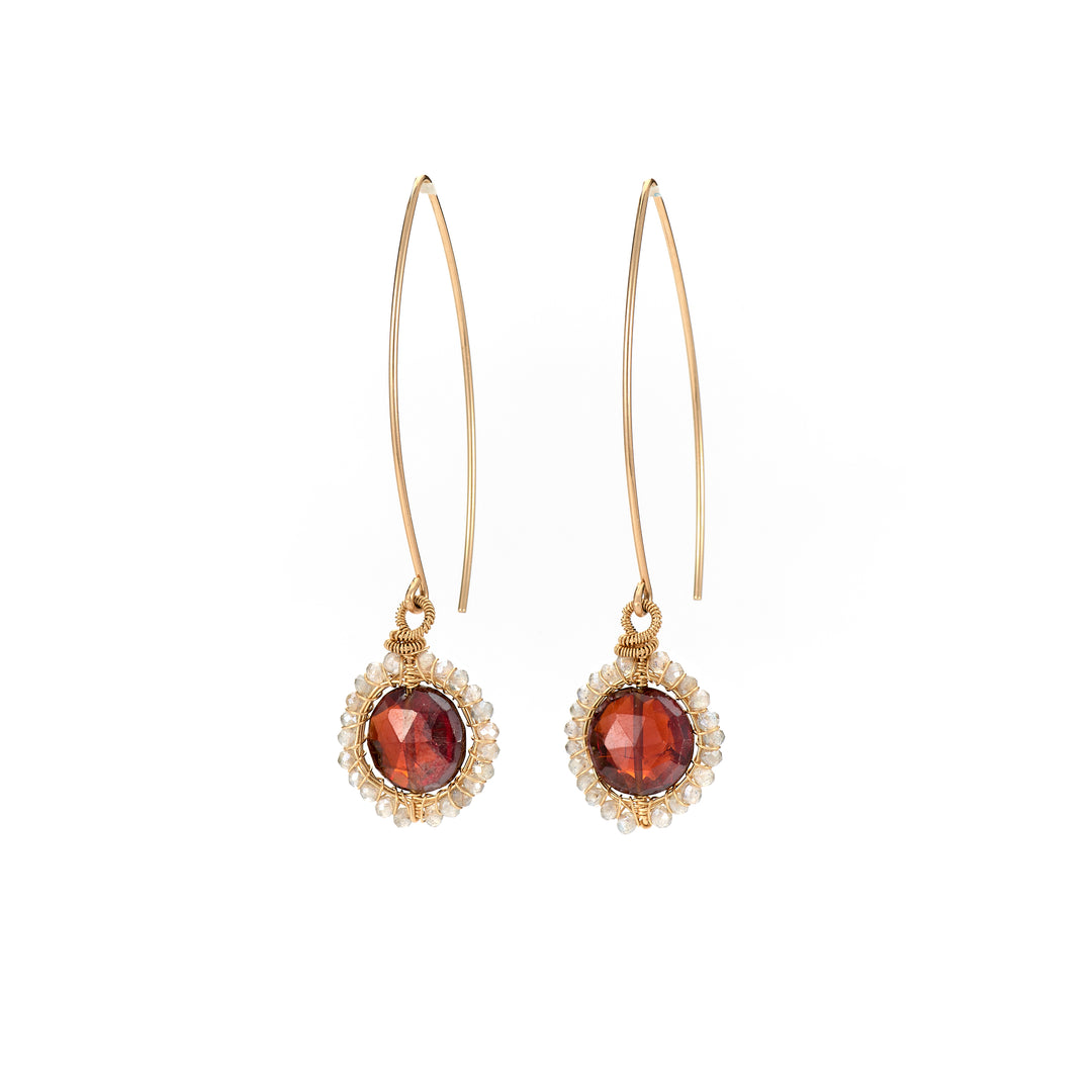 Garnet & Labradorite Threader Earrings
