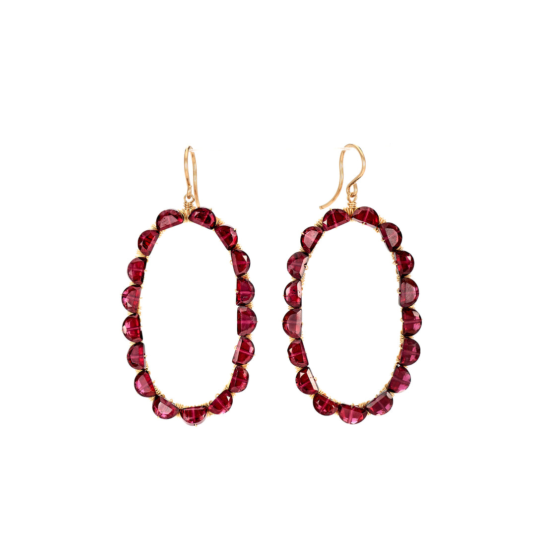 Garnet Hoop Earrings