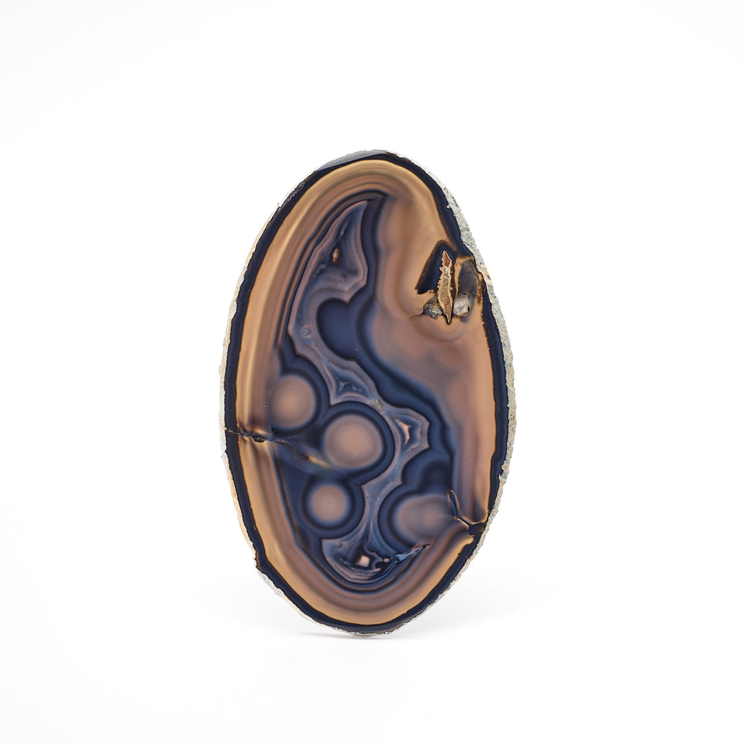 Dark Blue & Tan Oval Agate Slice