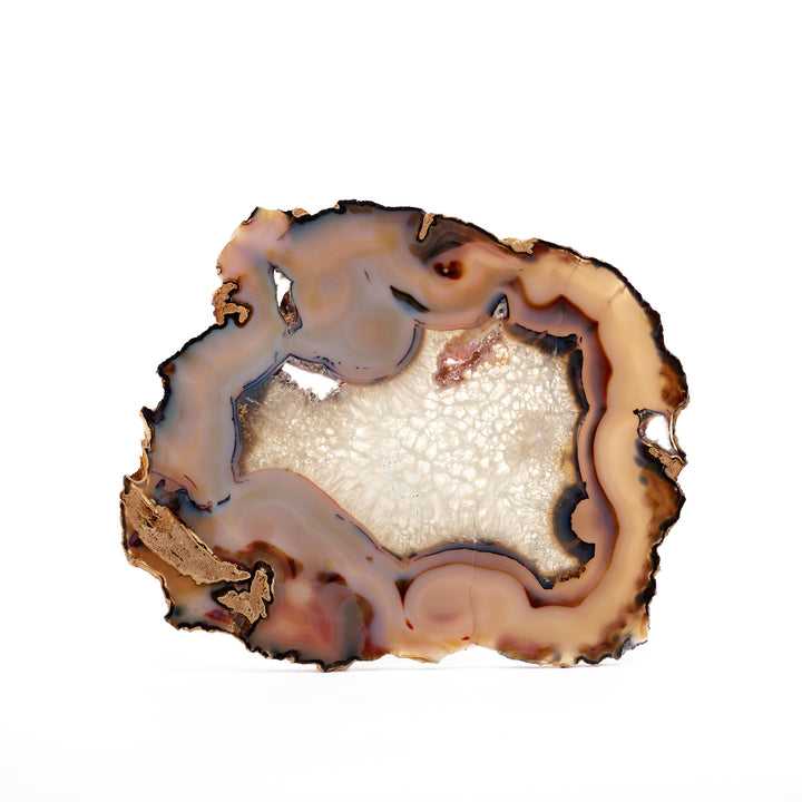 Pale Light Blue and Tan Agate Slice