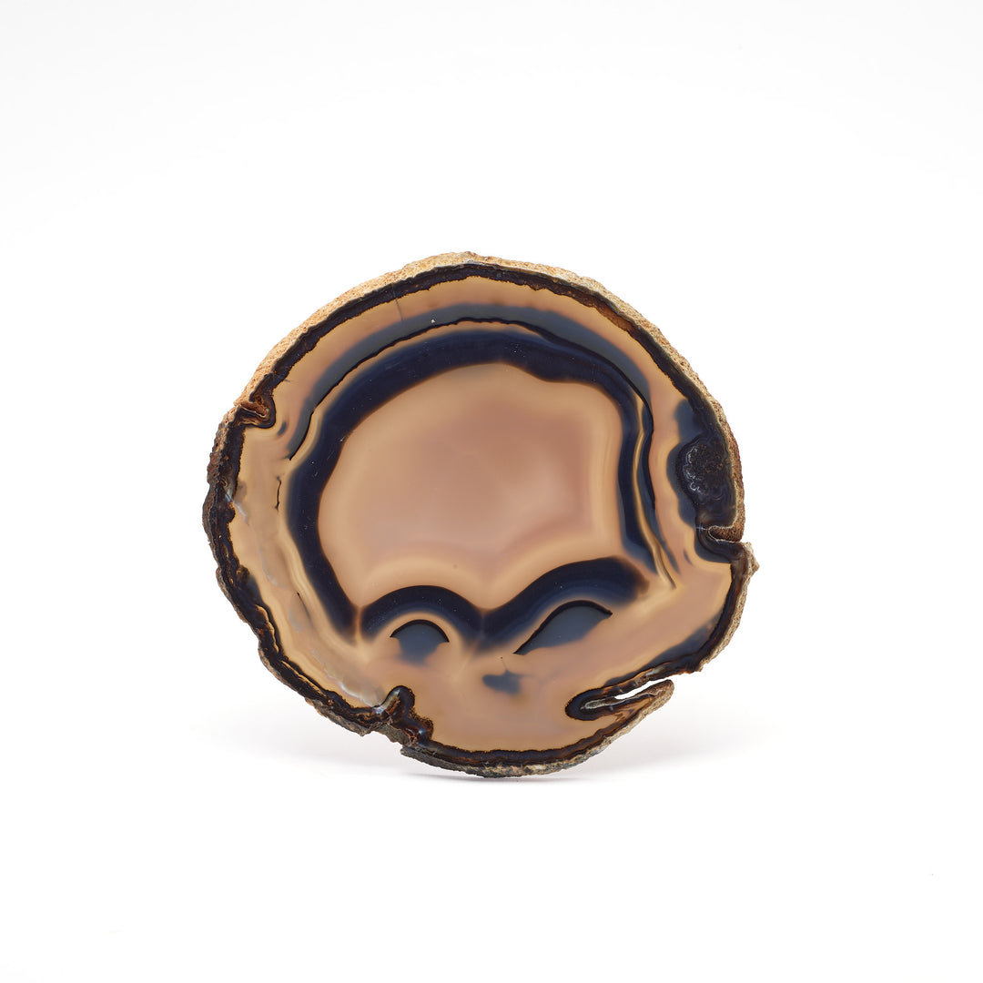 Round Banded Blue & Tan Agate Slice