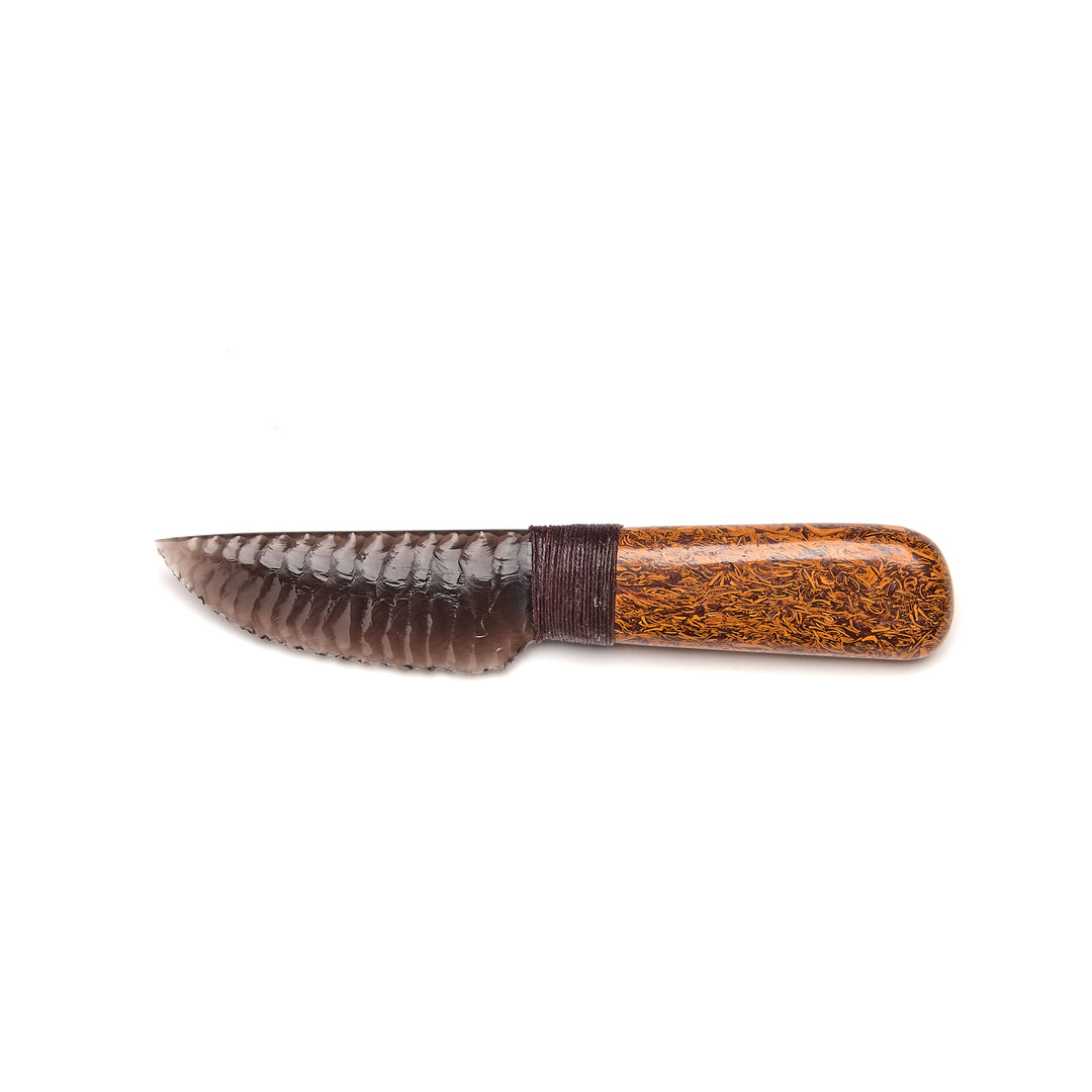 Fossil Script Stone Knife Handle with Pink Lady Obsidian Blade