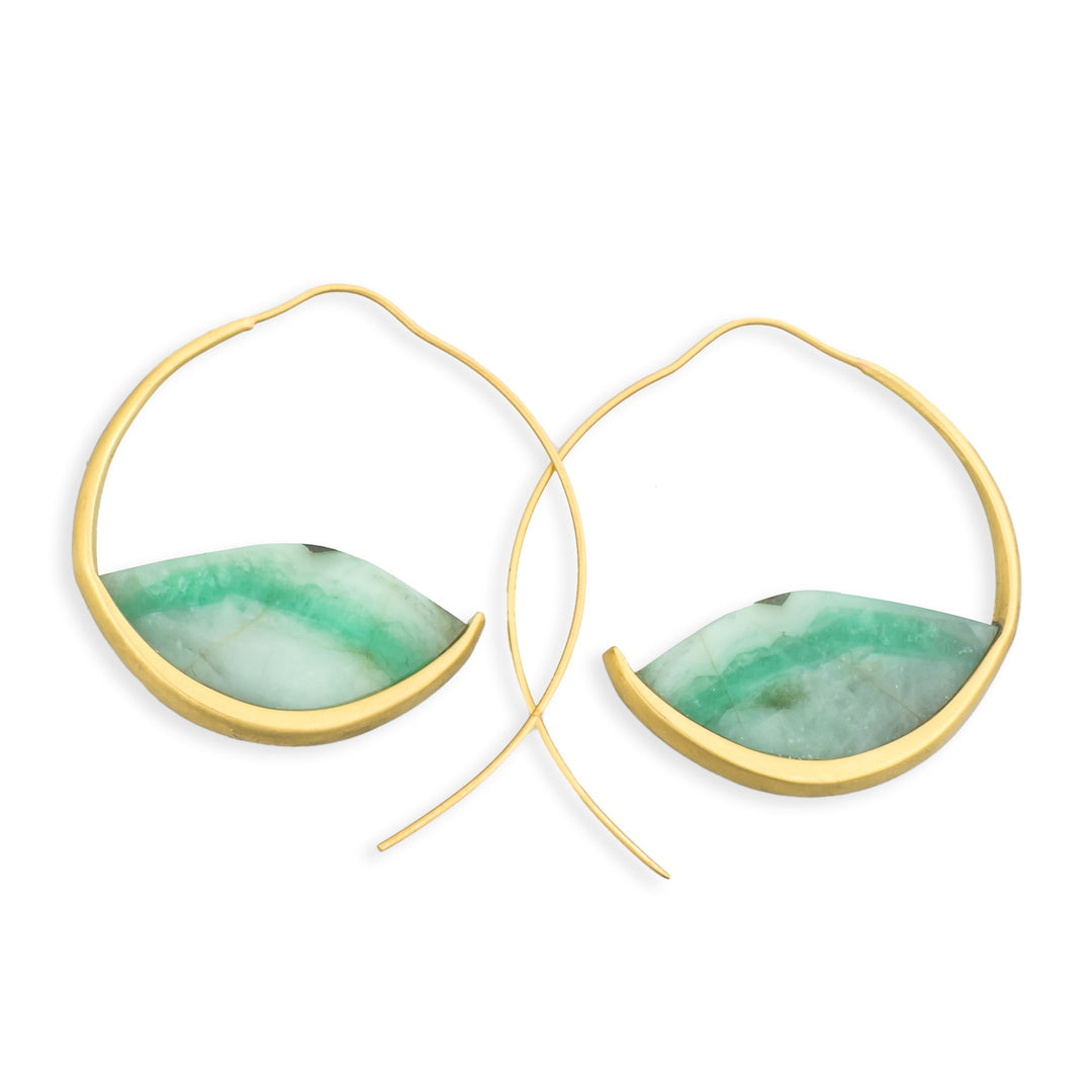 Emerald Matrix Hoop Earrings