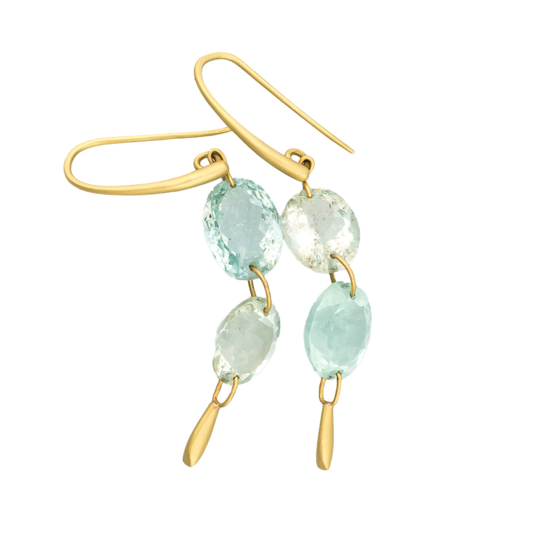 Two Stone Mixed Beryl Drop Earrings