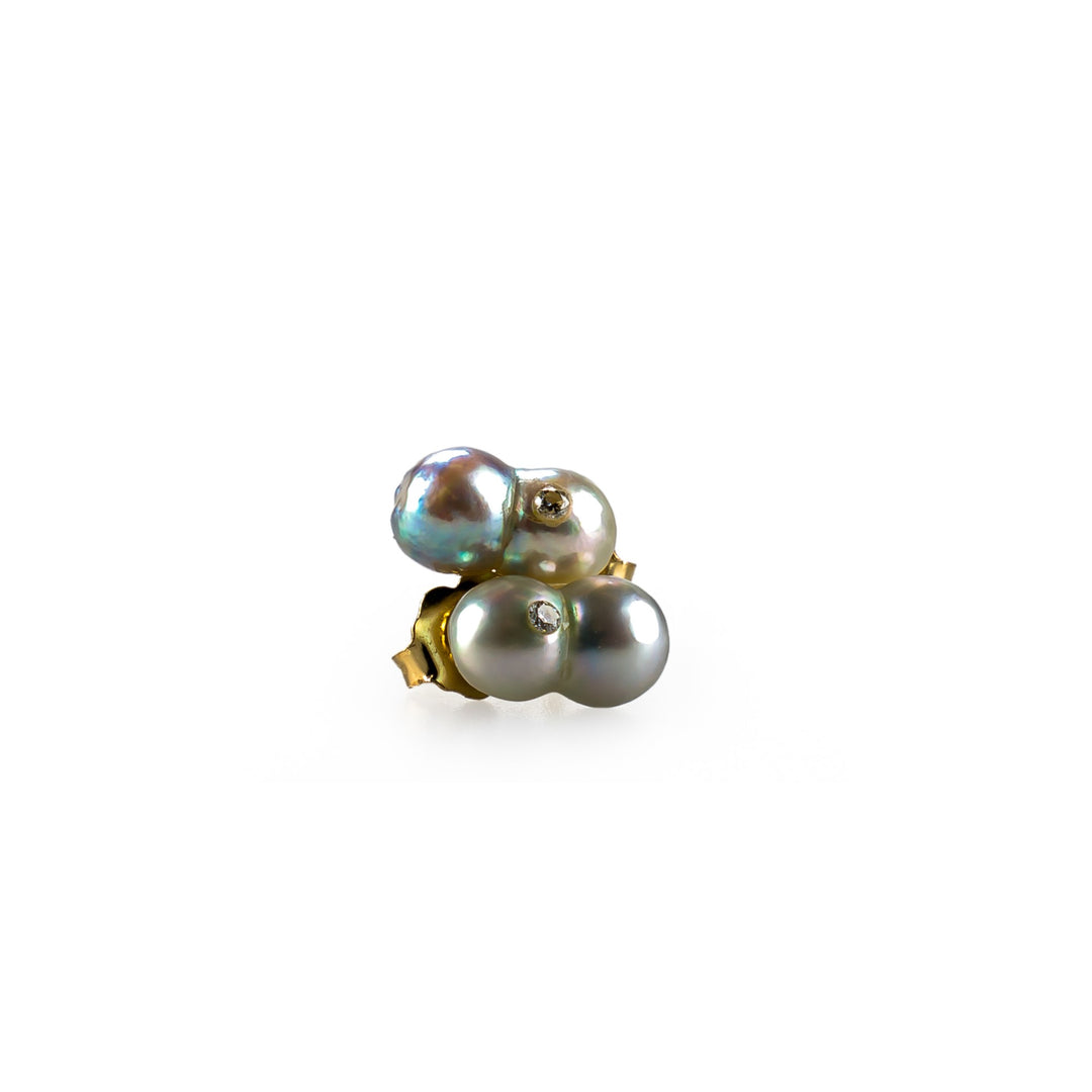 Twin Japanese Akoya Pearl and Diamond Studs