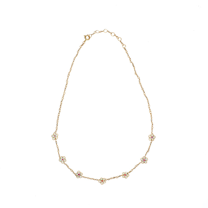 Labradorite Beaded Chain Necklace with Moisenite Flowers